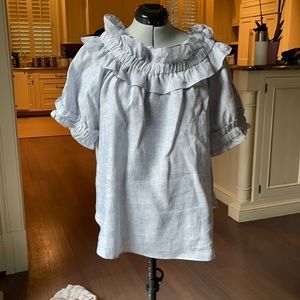 Sara Campbell Ruffle Top w Ruffle Elbow  blue XL